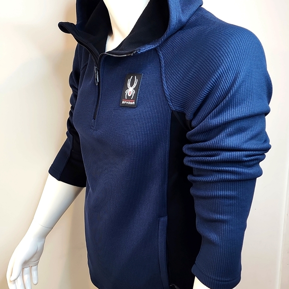 SPYDER SWEATER WITH HOODIE, 2 ZIPPER POCKETS IN THE FRONT, SIZE MEDIUM (M) - Picture 2 of 12
